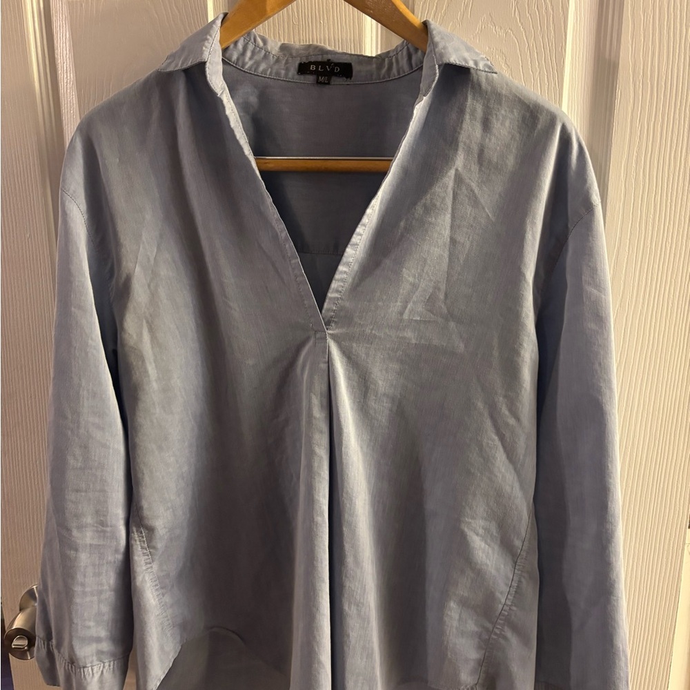 Anthropology BLVD Blue Shirt Soft and Relaxed